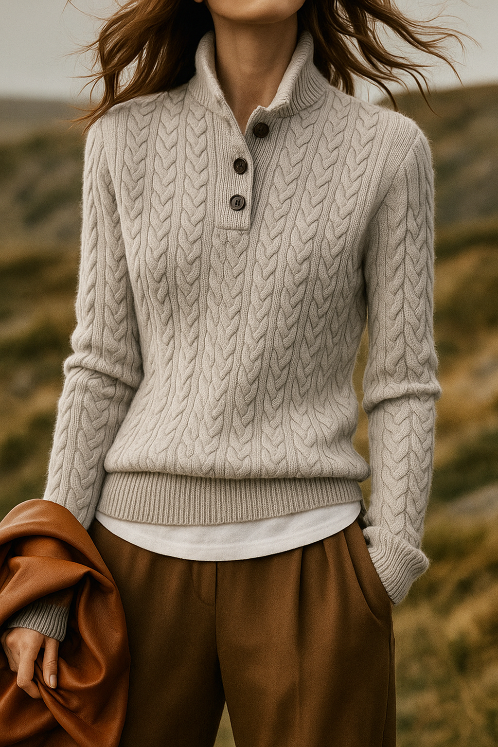 Arden Button-Up Cashmere Sweater