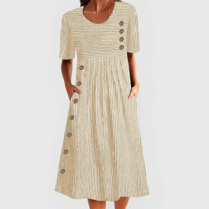Mary - Comfortable Striped Midi Dress