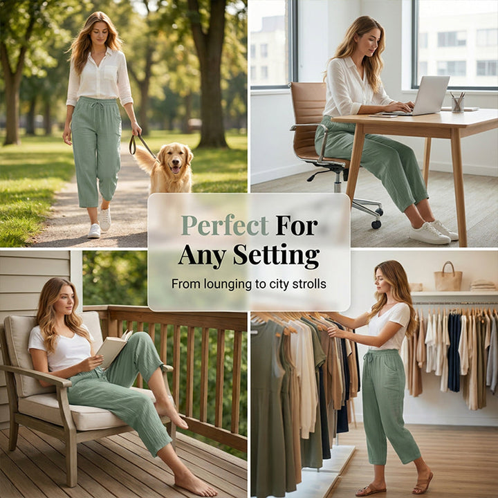 ⏰🔥LIMITED TIME 50% OFF! 👖 Women’s Solid-Color Pleated Cotton-Linen Cropped Pants – Lightweight, Breathable & Perfect for Casual Summer Outfits ✨🌿