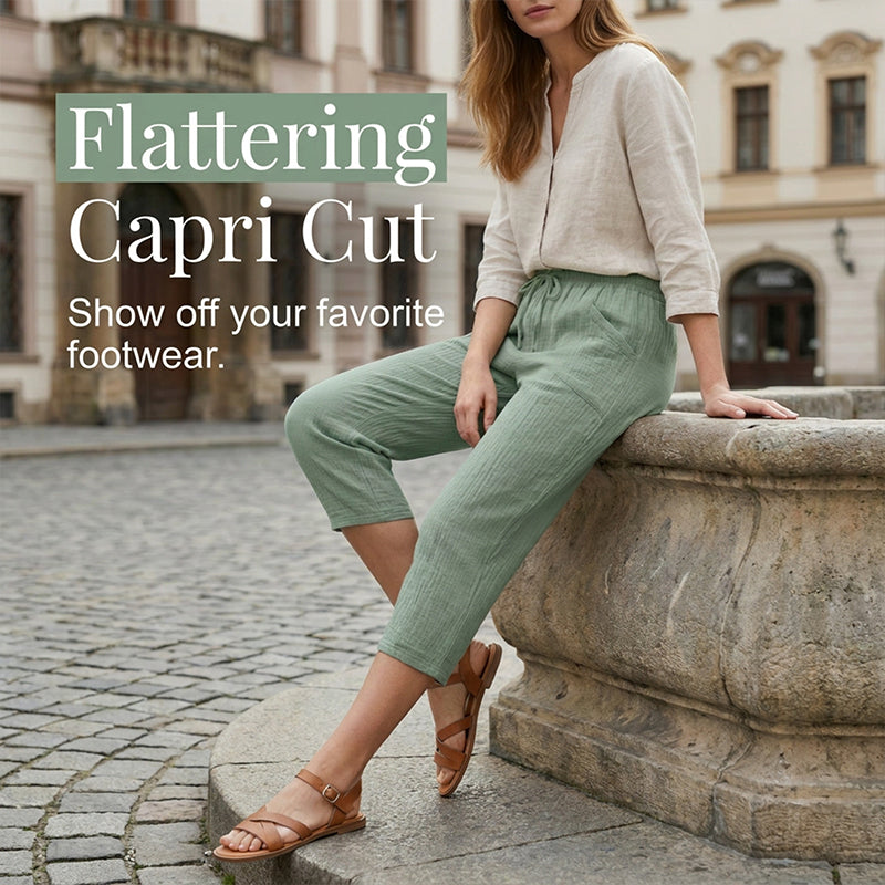 ⏰🔥LIMITED TIME 50% OFF! 👖 Women’s Solid-Color Pleated Cotton-Linen Cropped Pants – Lightweight, Breathable & Perfect for Casual Summer Outfits ✨🌿