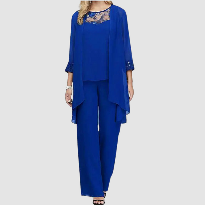 Iva™ Elegant Three-Piece Set | Coordinated Top, Jacket and Trousers