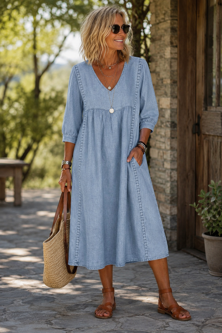 Artistic Floral Sleeve Maxi Dress