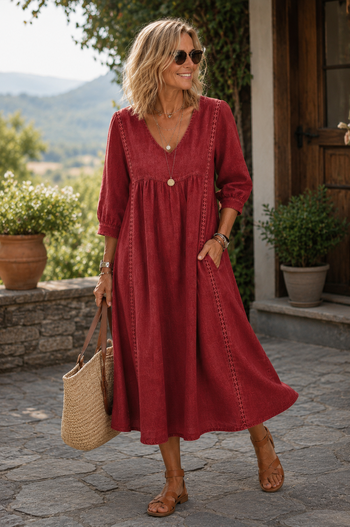 Artistic Floral Sleeve Maxi Dress