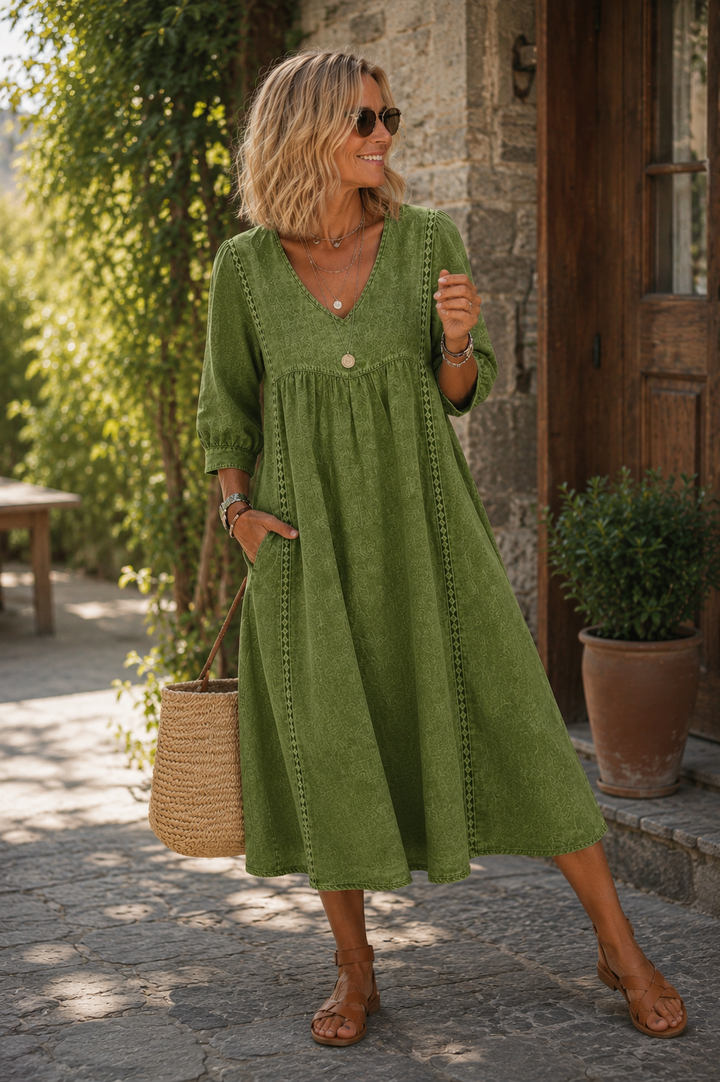Artistic Floral Sleeve Maxi Dress