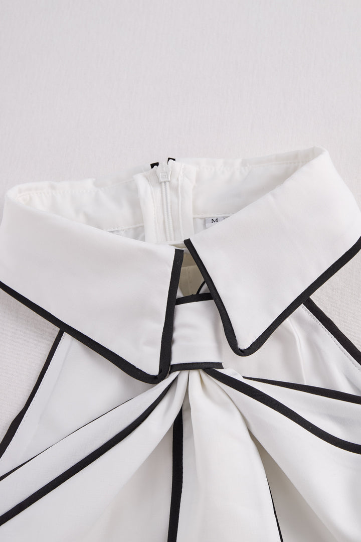 Stylish Sleeveless Halter Neck Blouse With Bold Contrast Trim