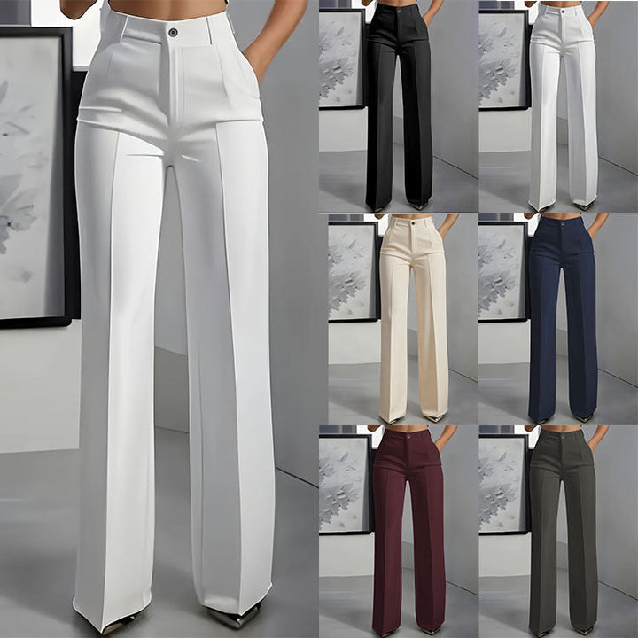 High waisted straight leg minimalist suit pants