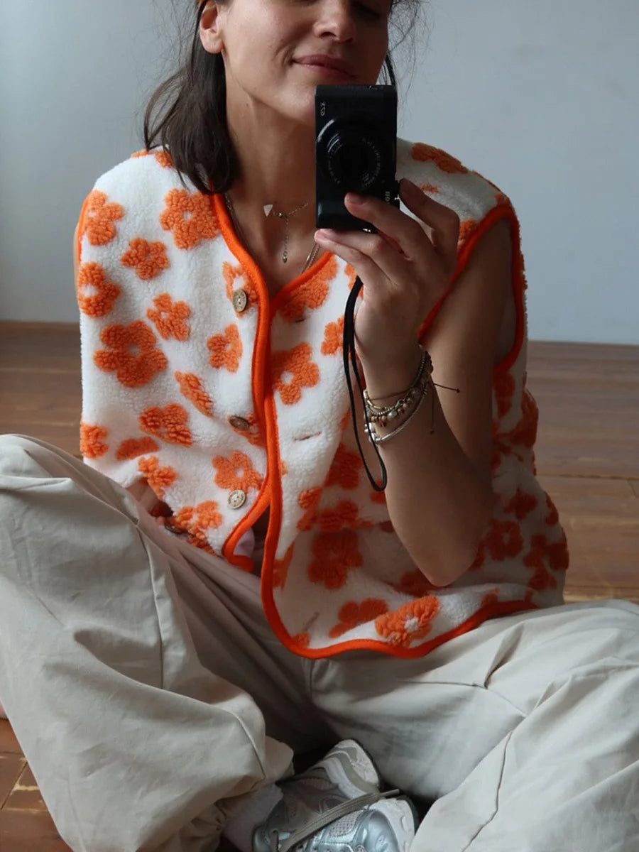Marlowe Floral Sherpa Vest