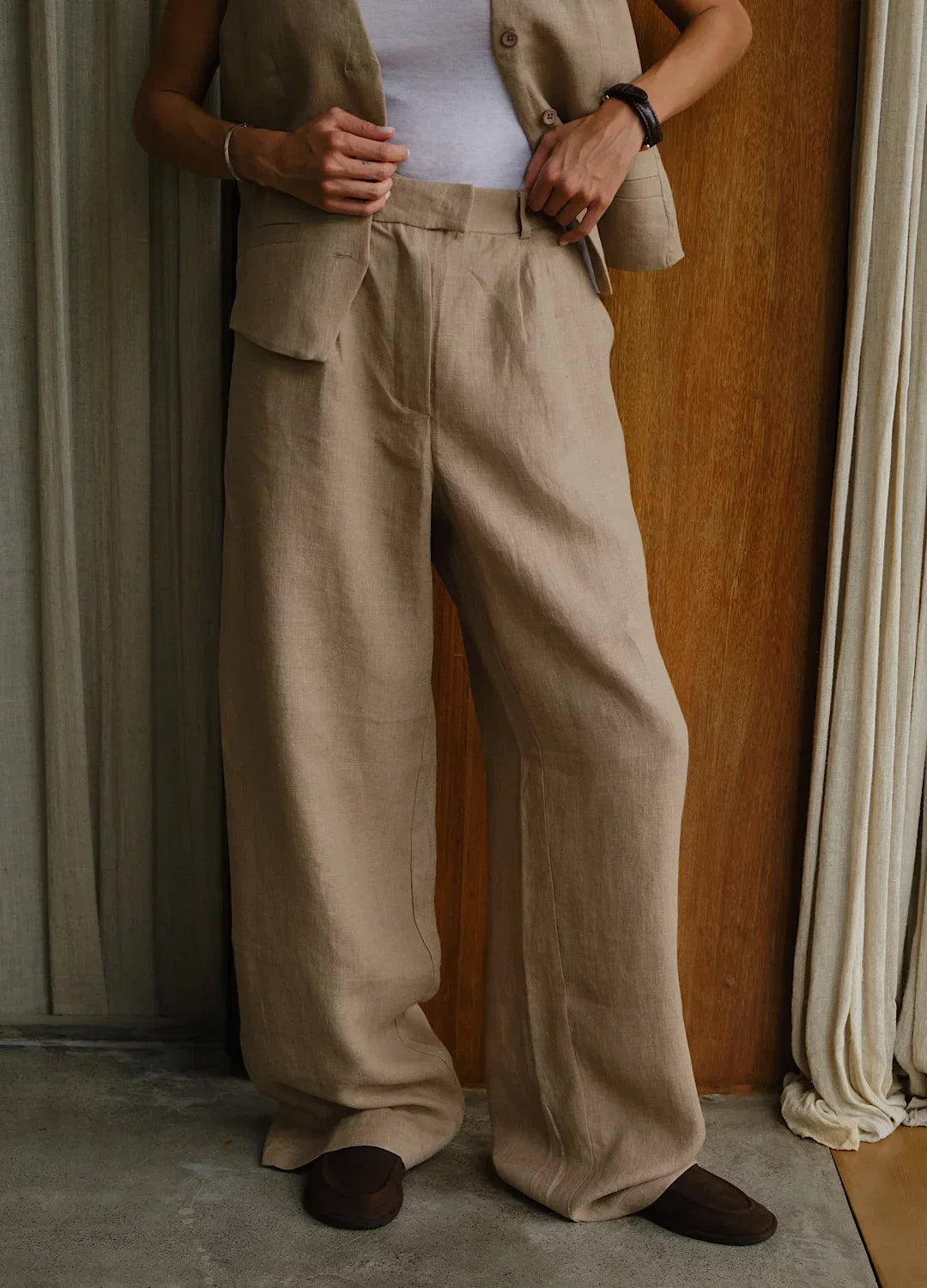 Arden Linen Wide-Leg Trousers