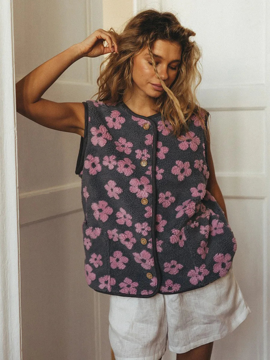 Marlowe Floral Sherpa Vest