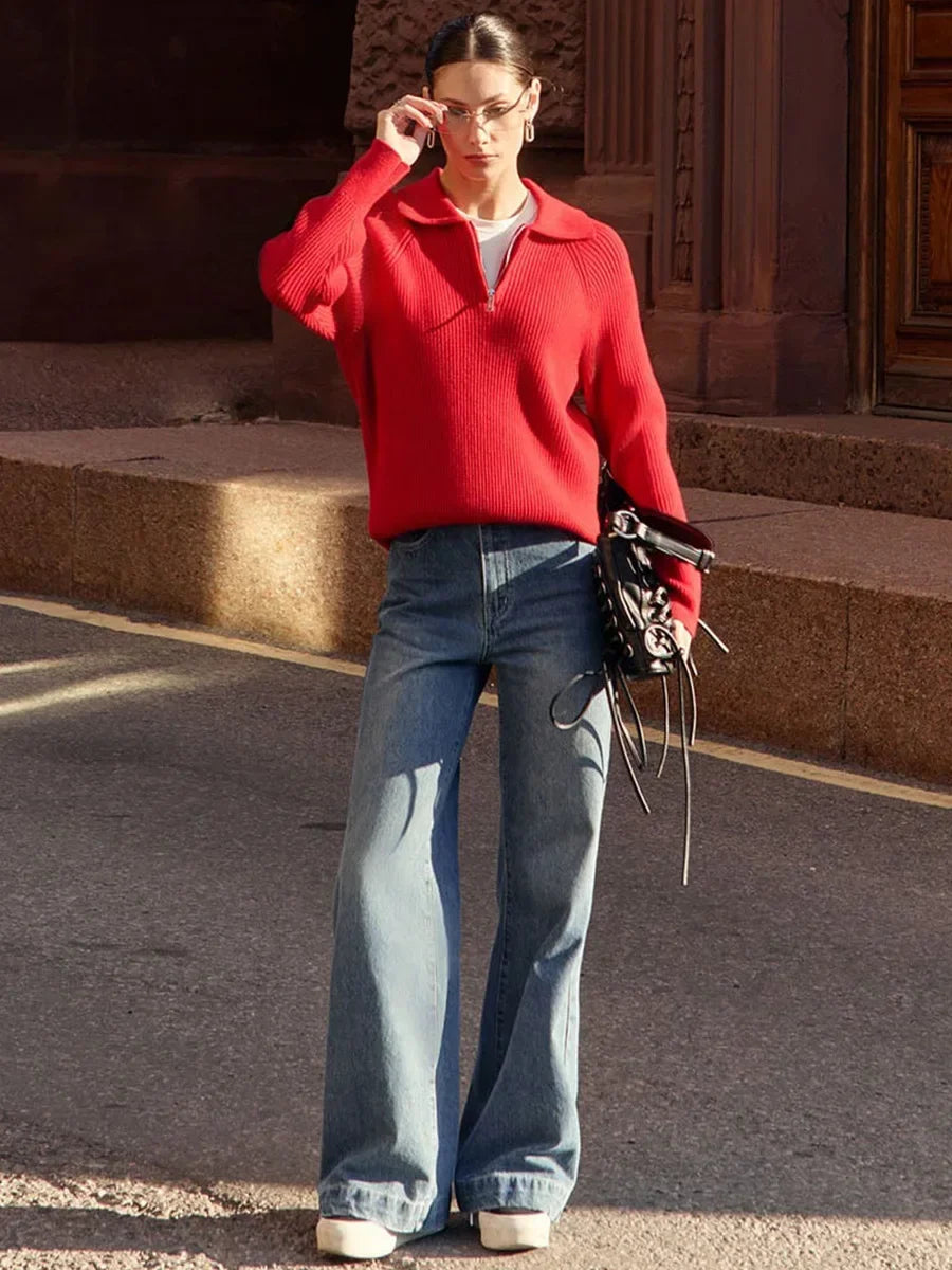 Marceau Ribbed Half-Zip Sweater