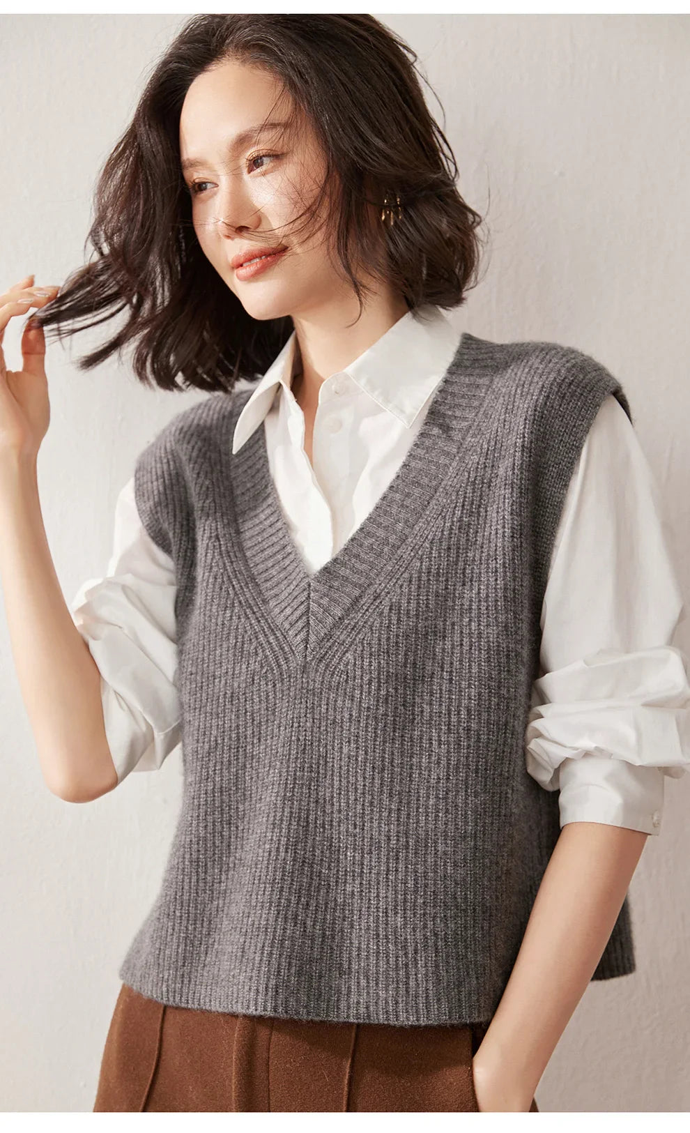 Elise Ribbed Cashmere Vest