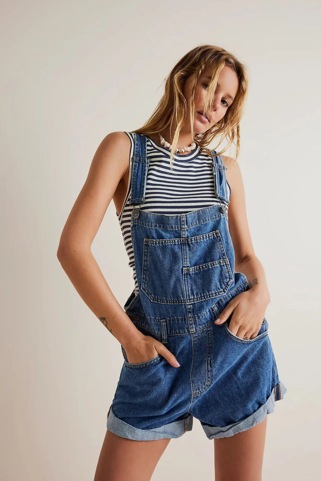 Harlow Vintage Denim Short Overalls