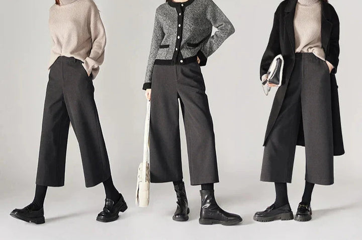 Autumn Woolen Wide Leg Pants