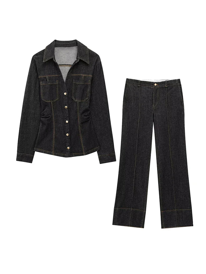 Marenza Button Denim Set