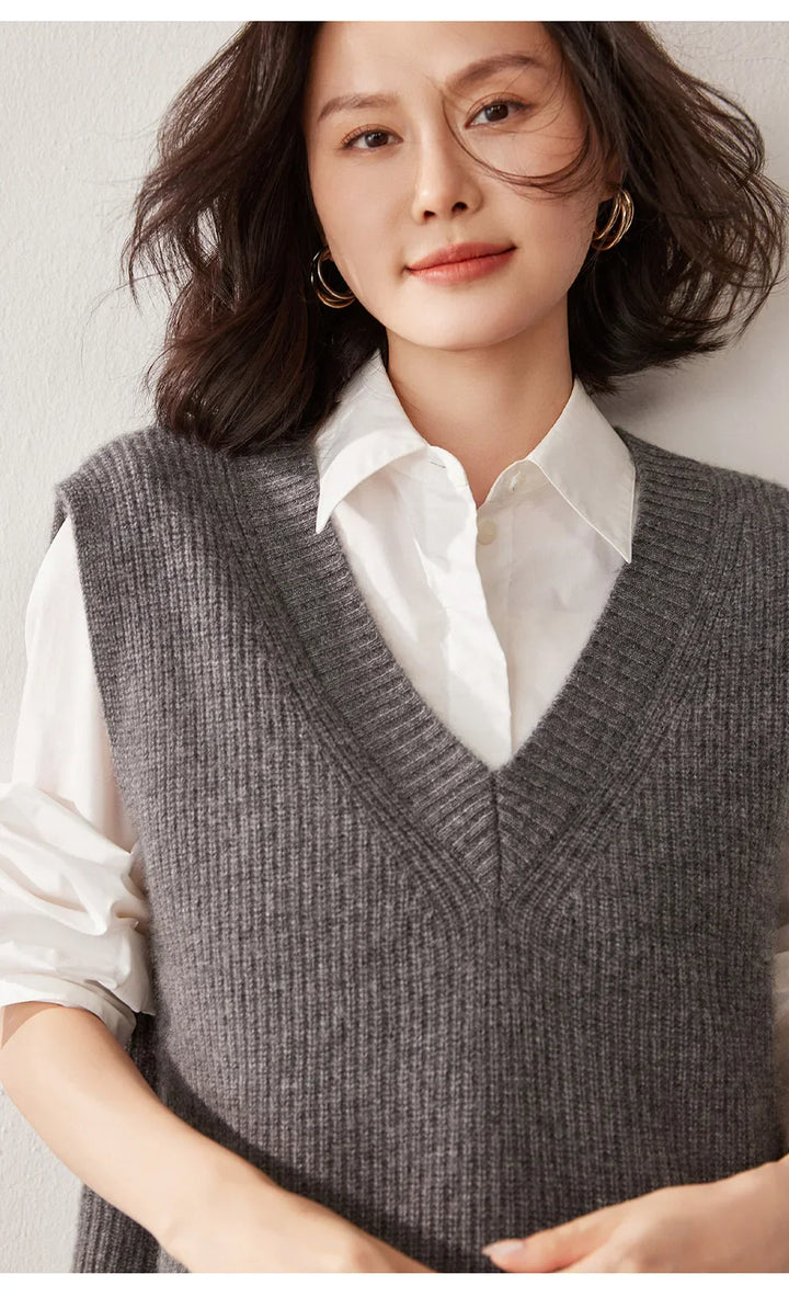 Elise Ribbed Cashmere Vest