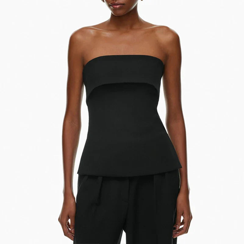 Women’s Linen Strapless Tube Crop Top