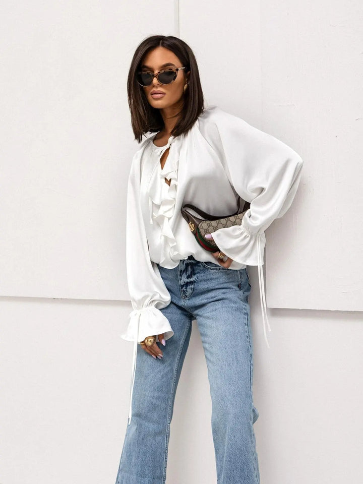 Liora Satin Ruffle Blouse
