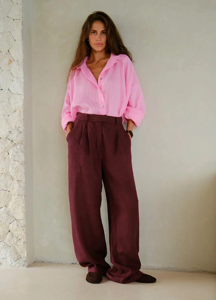 Arden Linen Wide-Leg Trousers