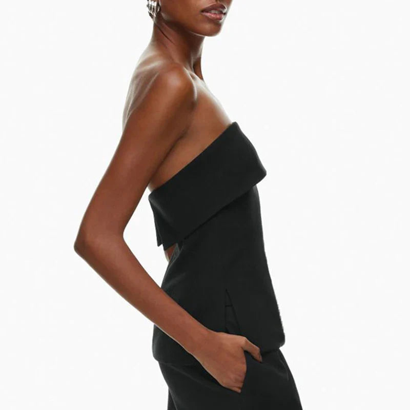Women’s Linen Strapless Tube Crop Top