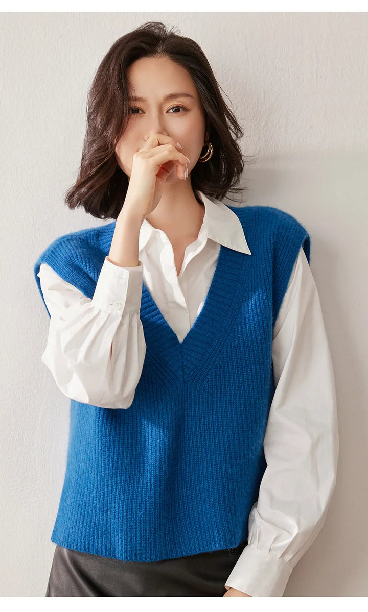 Elise Ribbed Cashmere Vest