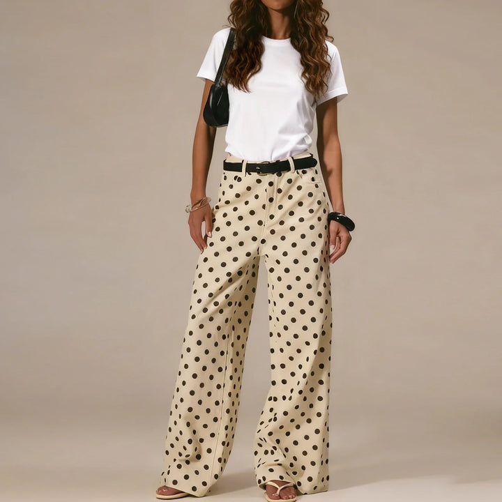 Polka Dot Wide-Leg Trouser