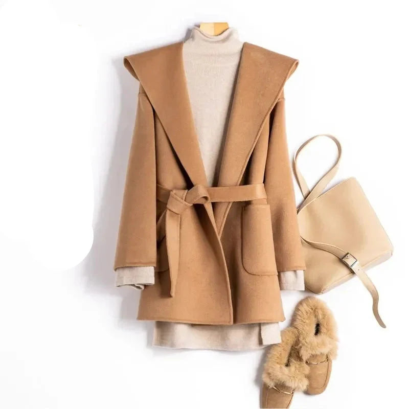 Camel-Hair Long Pointed Coat