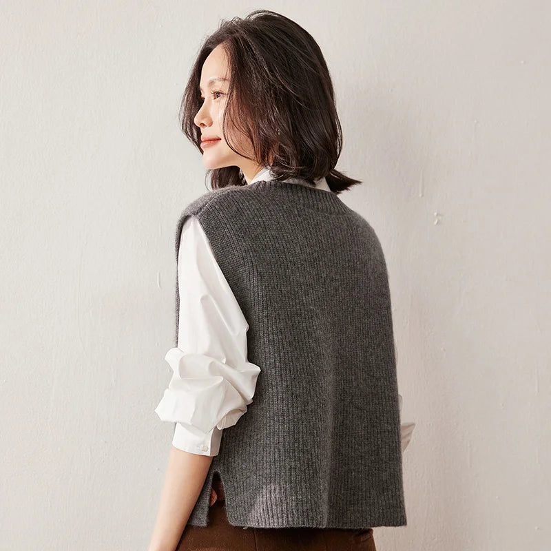 Elise Ribbed Cashmere Vest