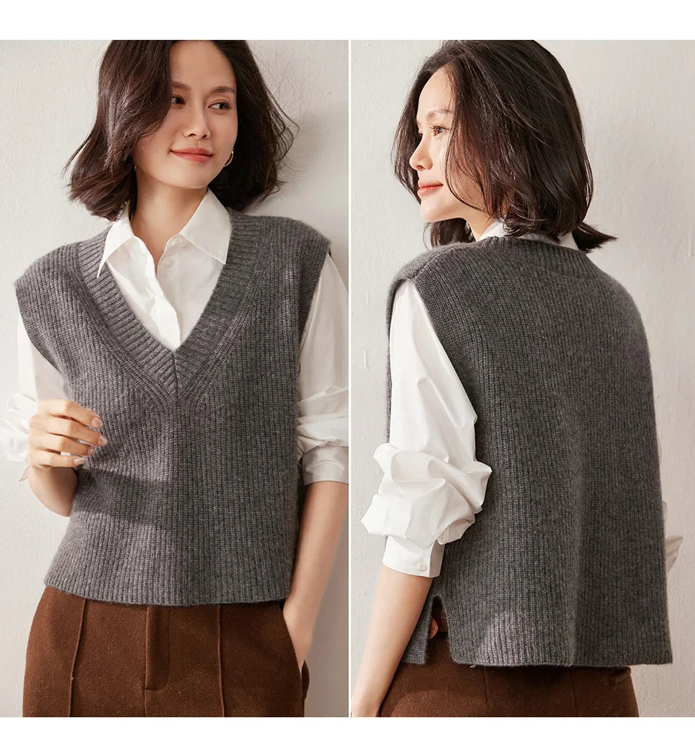 Elise Ribbed Cashmere Vest