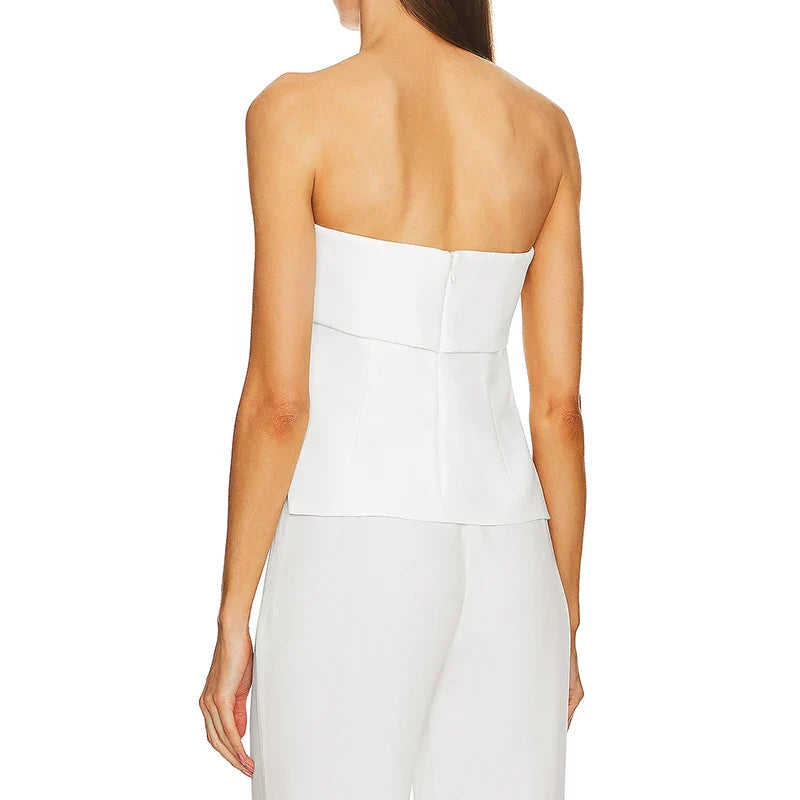 Women’s Linen Strapless Tube Crop Top
