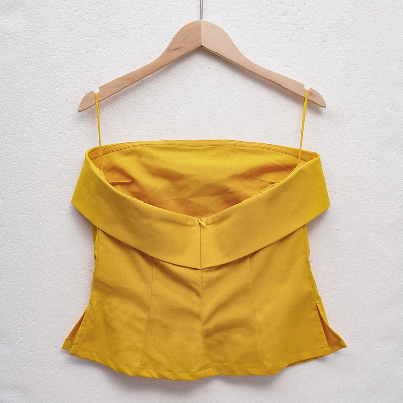 Women’s Linen Strapless Tube Crop Top