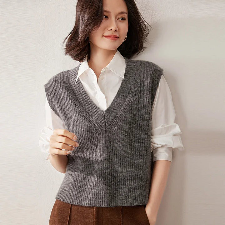 Elise Ribbed Cashmere Vest