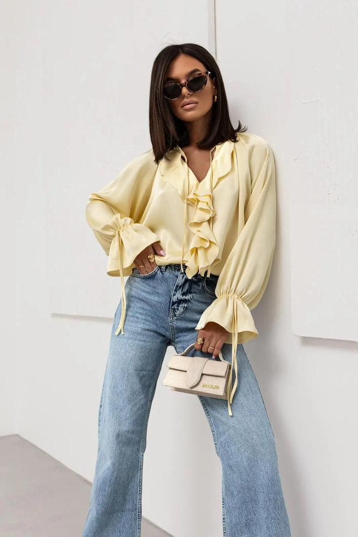 Liora Satin Ruffle Blouse
