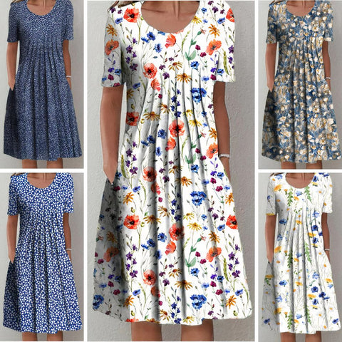Nicola - Elegant Cotton Floral Dress