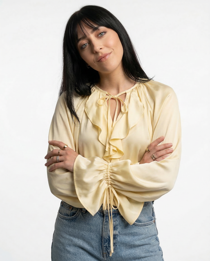 Liora Satin Ruffle Blouse