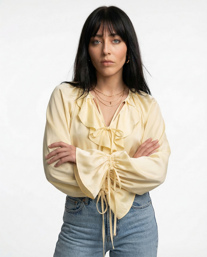 Liora Satin Ruffle Blouse