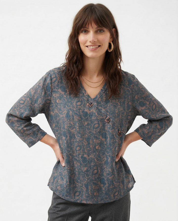 Kaien Crosswrap Linen Blouse
