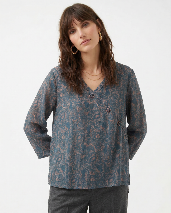 Kaien Crosswrap Linen Blouse