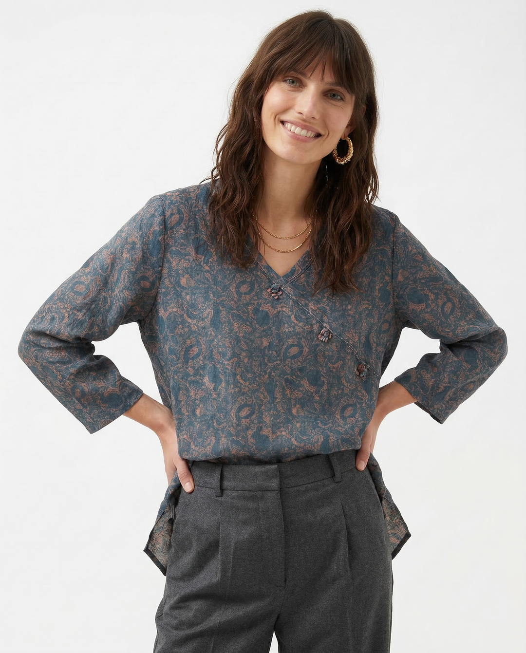 Kaien Crosswrap Linen Blouse