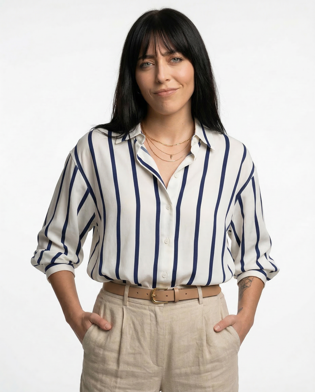 Maren Stripe Satin Blouse