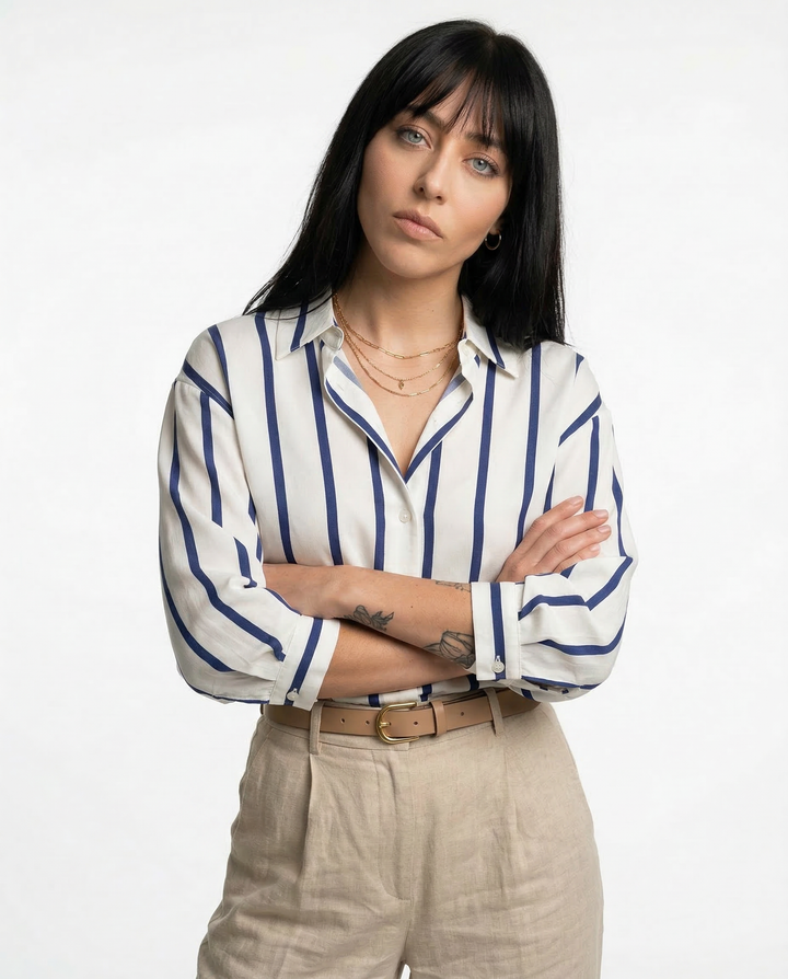 Maren Stripe Satin Blouse