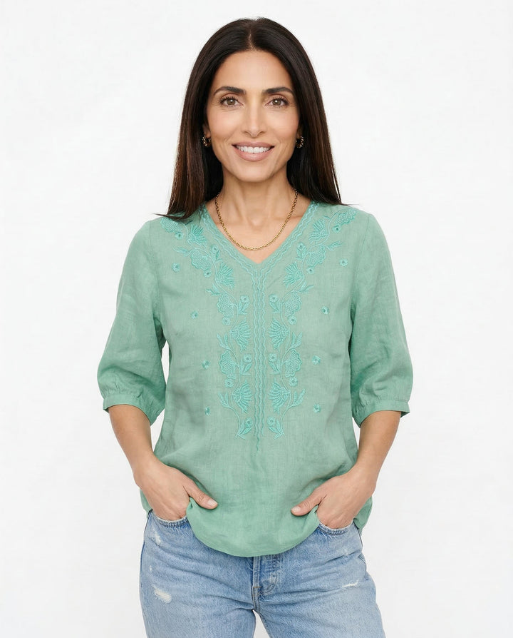 Eloria V-Neck Cotton Blouse