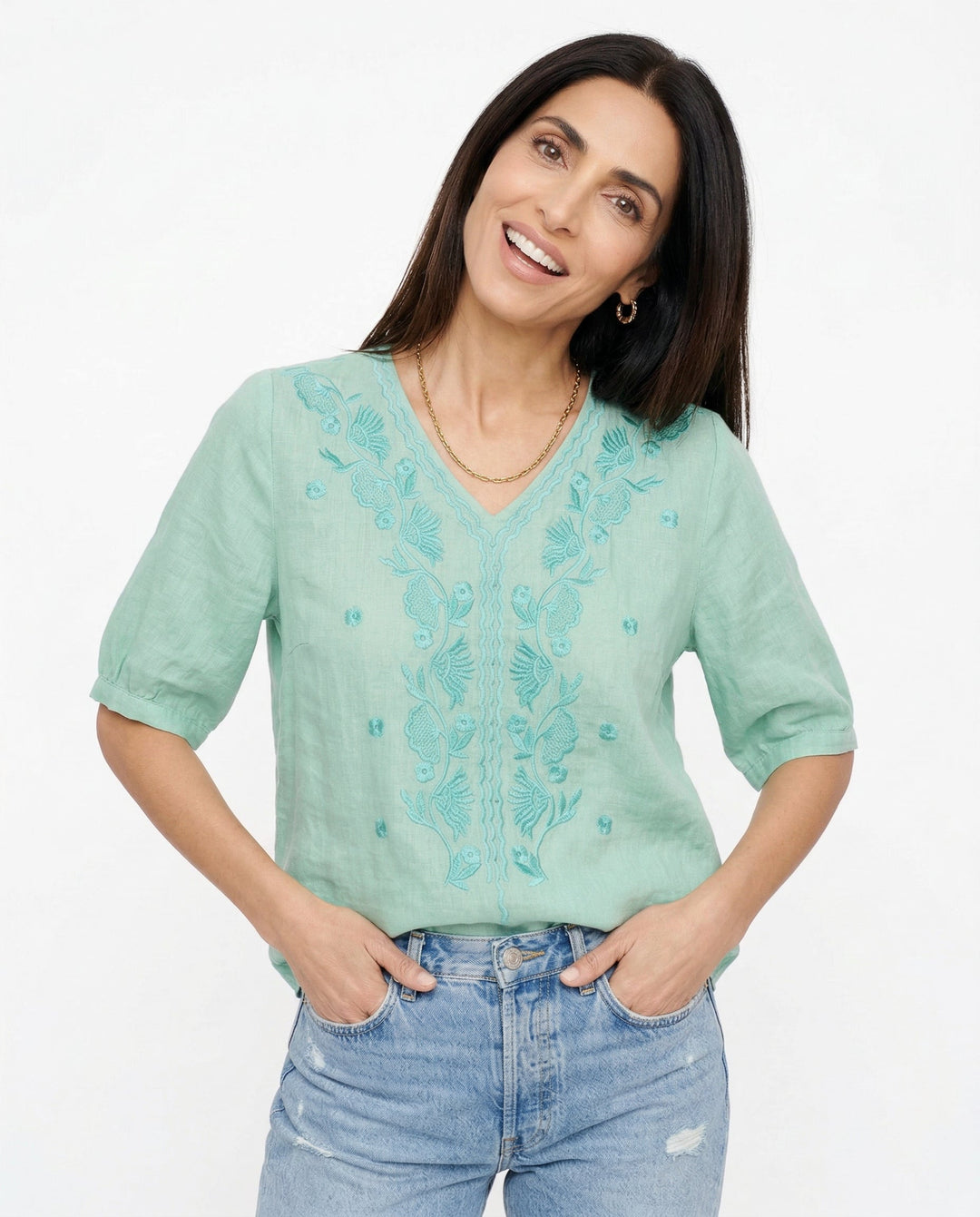 Eloria V-Neck Cotton Blouse