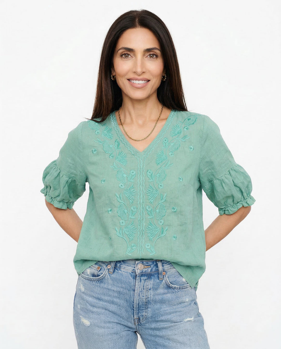 Eloria V-Neck Cotton Blouse
