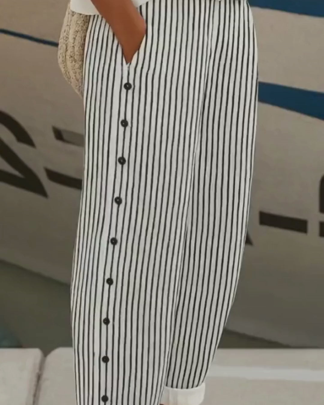 Caitlin | Stylish Striped Button Pants