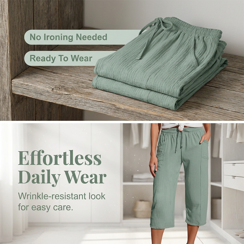 ⏰🔥LIMITED TIME 50% OFF! 👖 Women’s Solid-Color Pleated Cotton-Linen Cropped Pants – Lightweight, Breathable & Perfect for Casual Summer Outfits ✨🌿