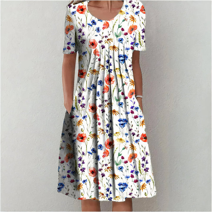 Nicola - Elegant Cotton Floral Dress