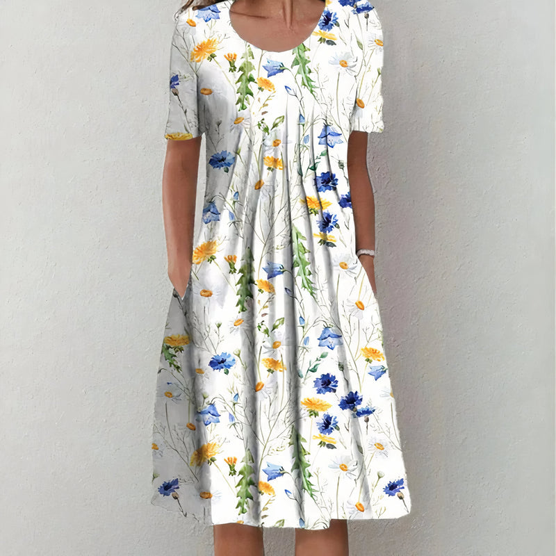 Nicola - Elegant Cotton Floral Dress