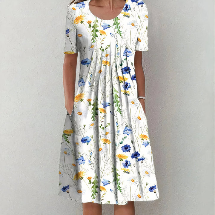 Nicola - Elegant Cotton Floral Dress
